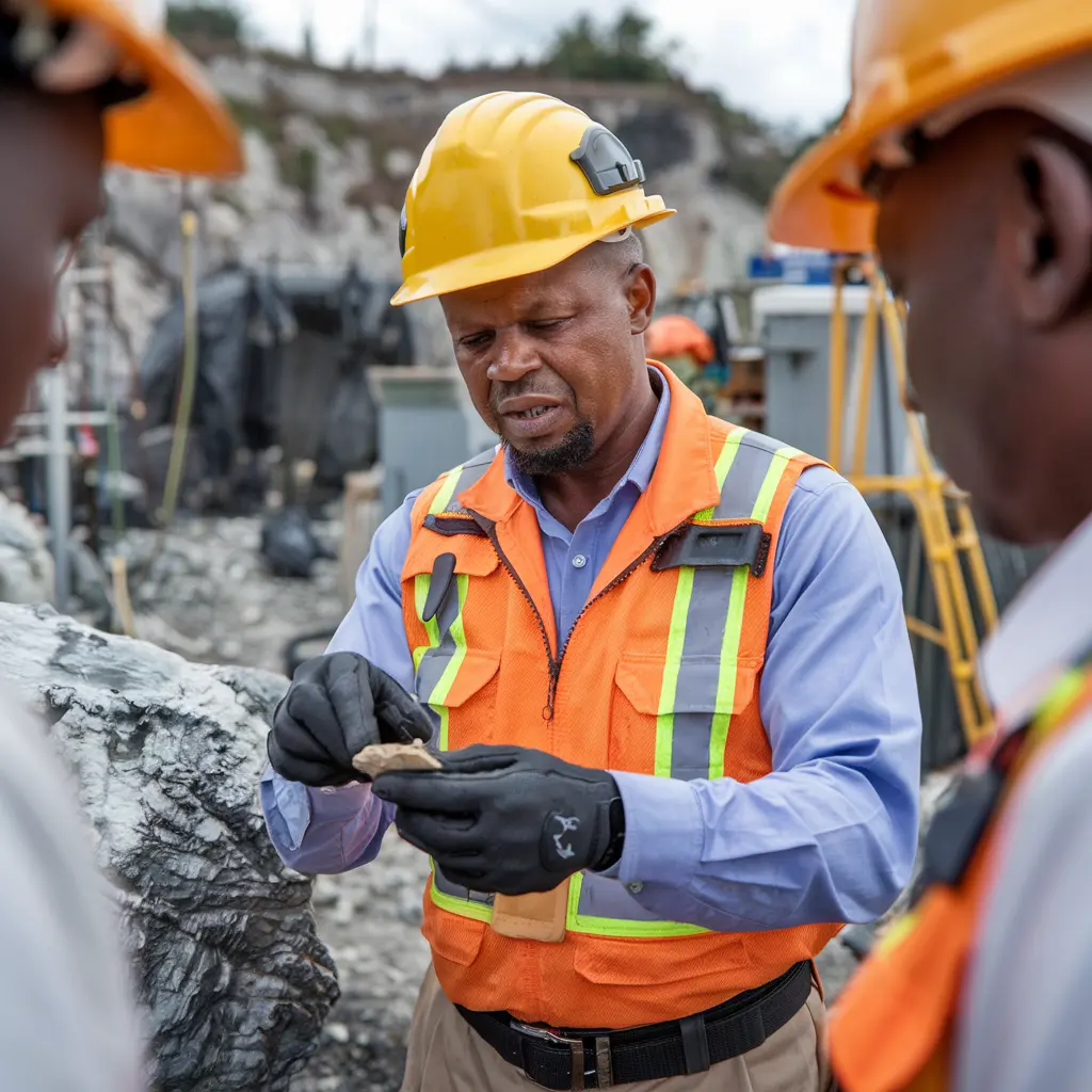 Dr. Emmanuel Nwachukwu, Chief Geologist at Zedvest Fort Limited, conducting mineral analysis