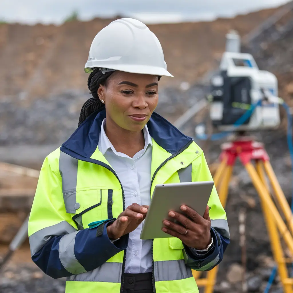 Dr. Sarah Okonkwo, Technical Director at Zedvest Fort Limited, reviewing mining operations